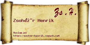 Zsohár Henrik névjegykártya